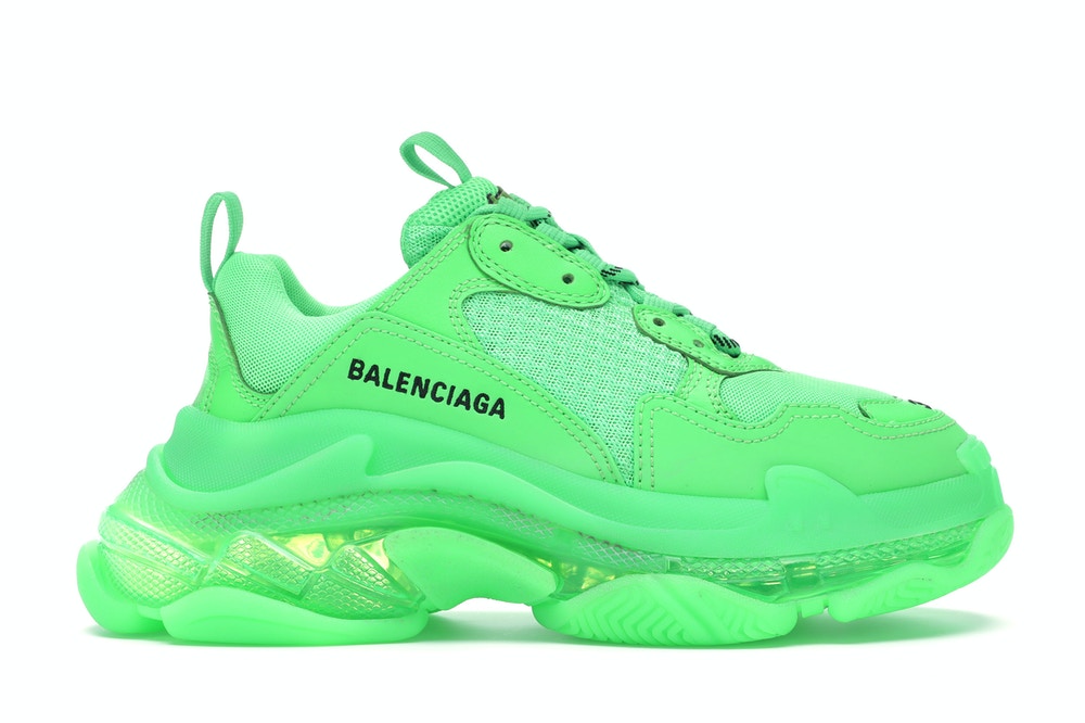 Ba*len*cia*ga triple s neon green clear sole