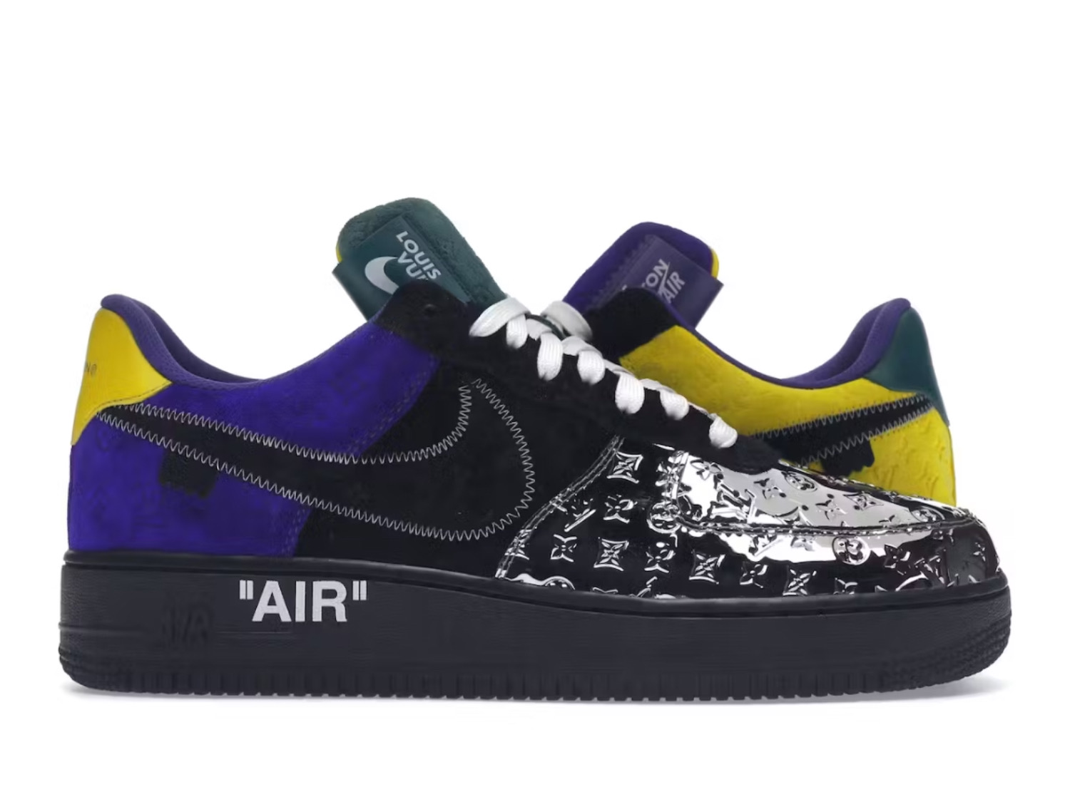 l**is V*t*n nike air force 1 low by virgil abloh black metallic silver